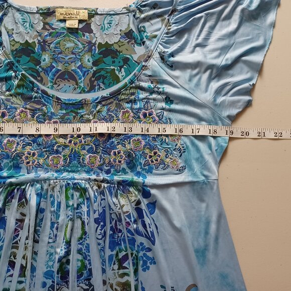 One World Watercolour Embroidered Floral Tunic Top - Picture 11 of 16